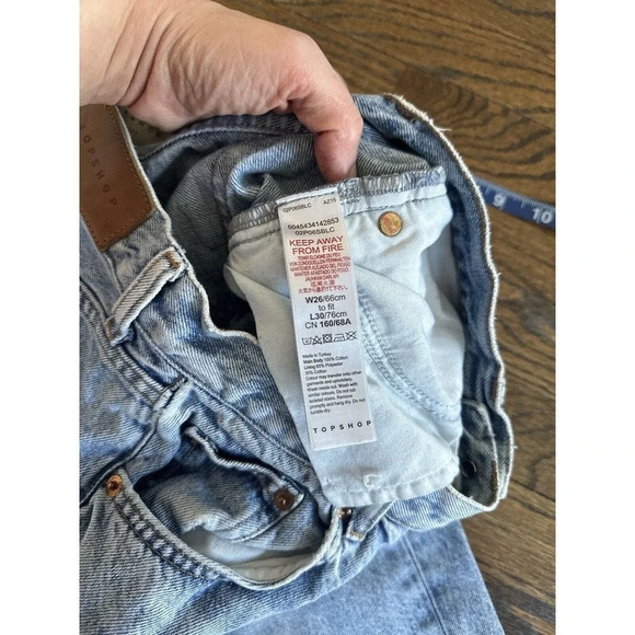 Topshop Women’s Distressed Straight Leg Editor Button Fly Jeans Size 26 L0568 - Picture 11 of 13